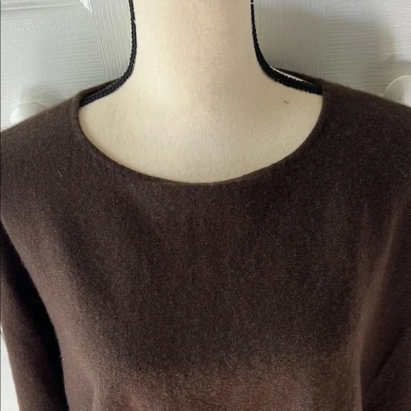 Vintage Katherine Kelly Chocolate Brown Cashmere Dolman Sweater Size Large - Picture 15 of 16